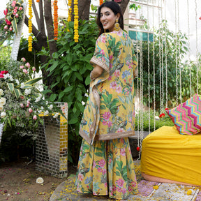 Yellow Kaftan Printed Set