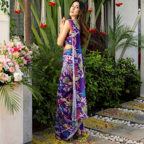 Violet Printed Ready Saree