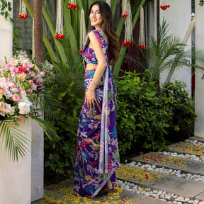 Violet Printed Ready Saree