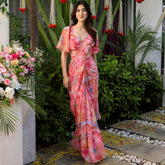 Peach Printed Ready Saree