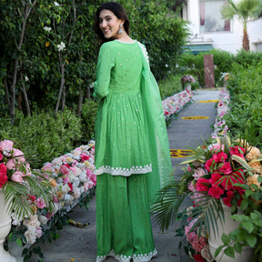 Green Mirror Sharara Set