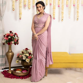 Lilac Pink Apricot Saree