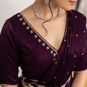 Purple Apricot Ruffle Saree