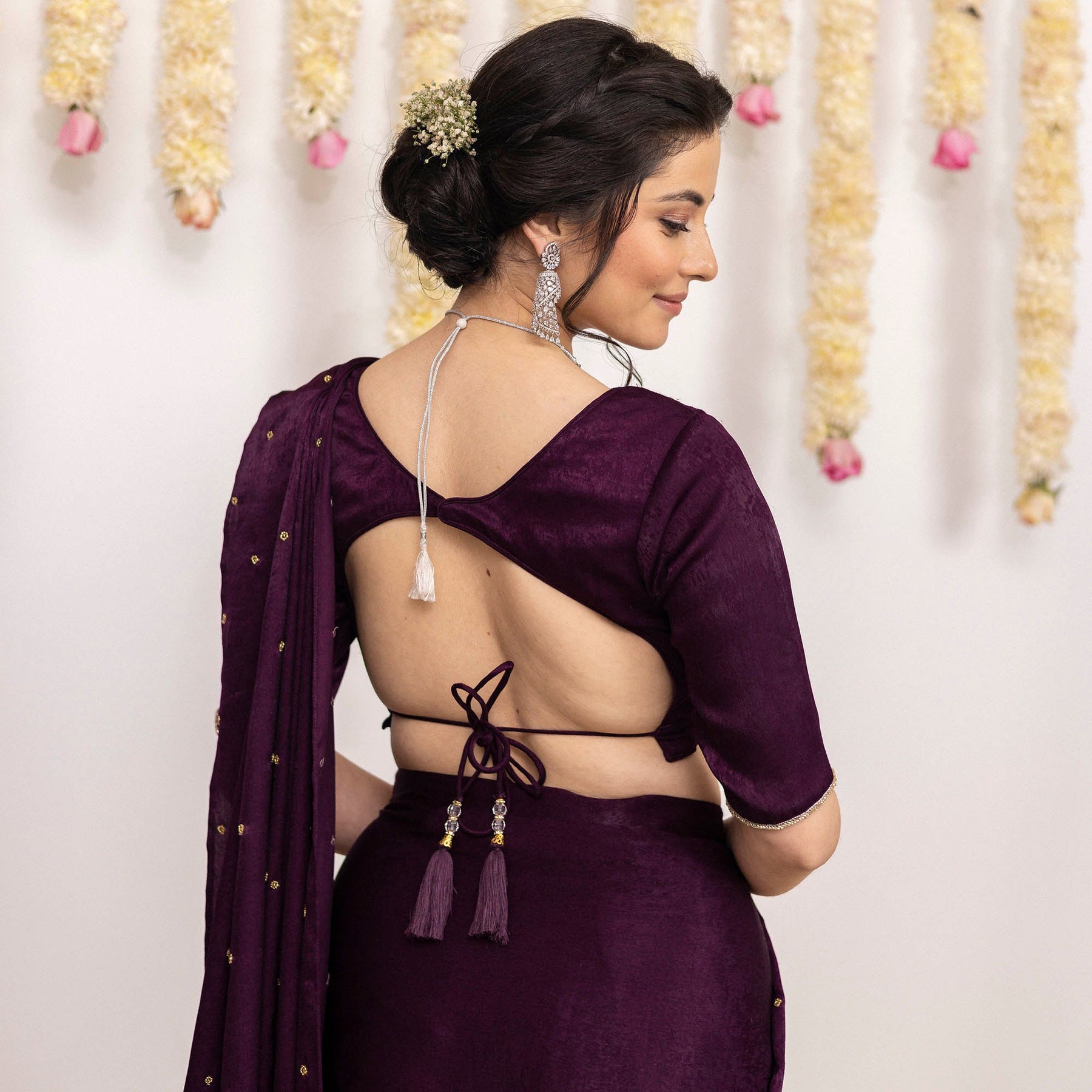 Purple Apricot Ruffle Saree