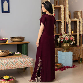 Burgundy Apricot kaftan Dress