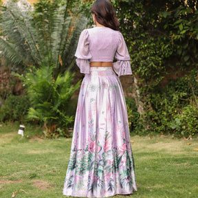 LILAC TWISTED TOP WITH LONG SKIRT