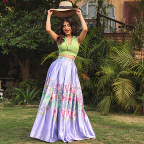 GREEN TOP WITH VERY PERI SKIRT