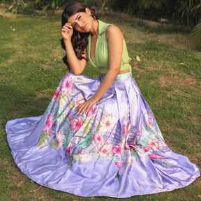 GREEN TOP WITH VERY PERI SKIRT