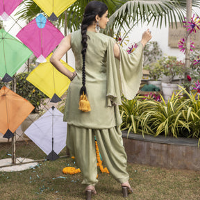 Tea Green Apricot Kurta Dhoti Set