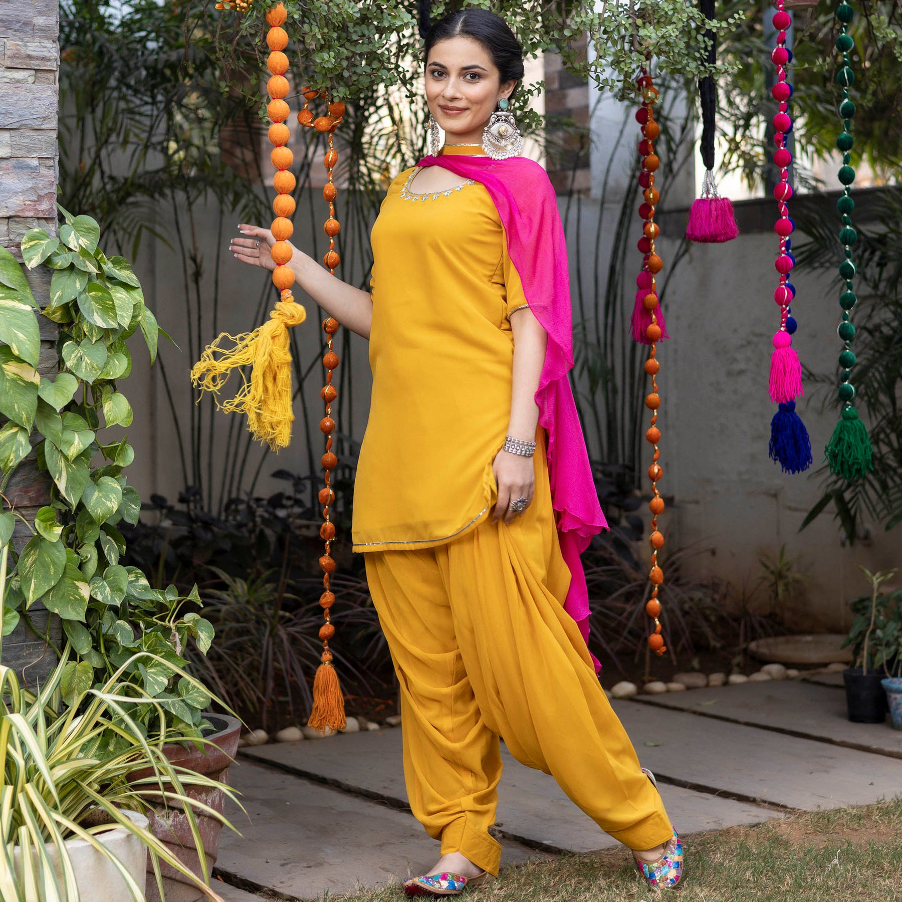 Mustard Zardozi Embroidered Patiyala Suit