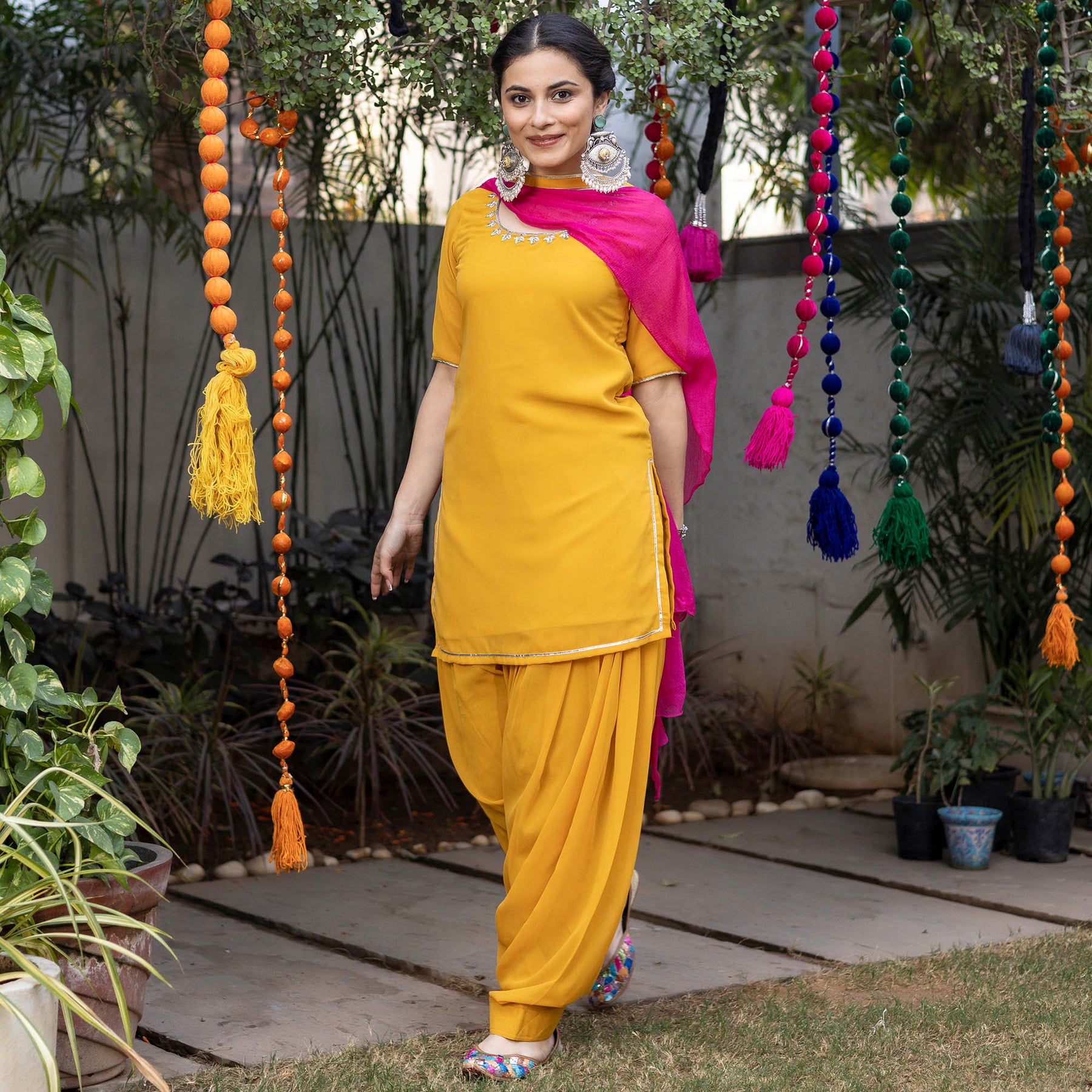 Mustard Zardozi Embroidered Patiyala Suit