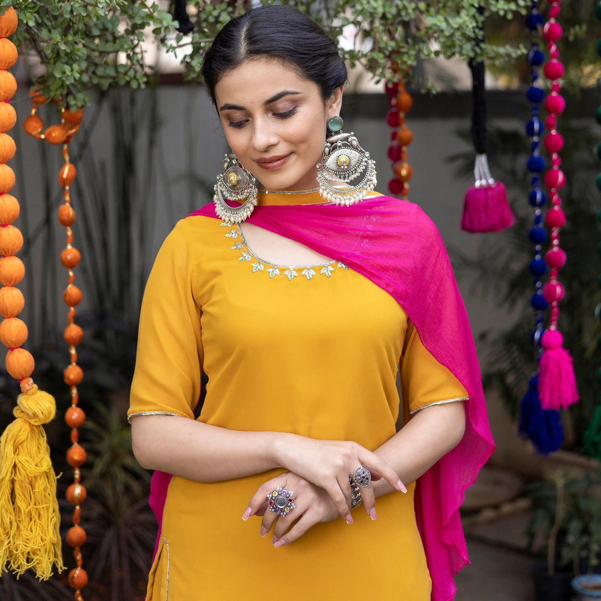 Mustard Zardozi Embroidered Patiyala Suit