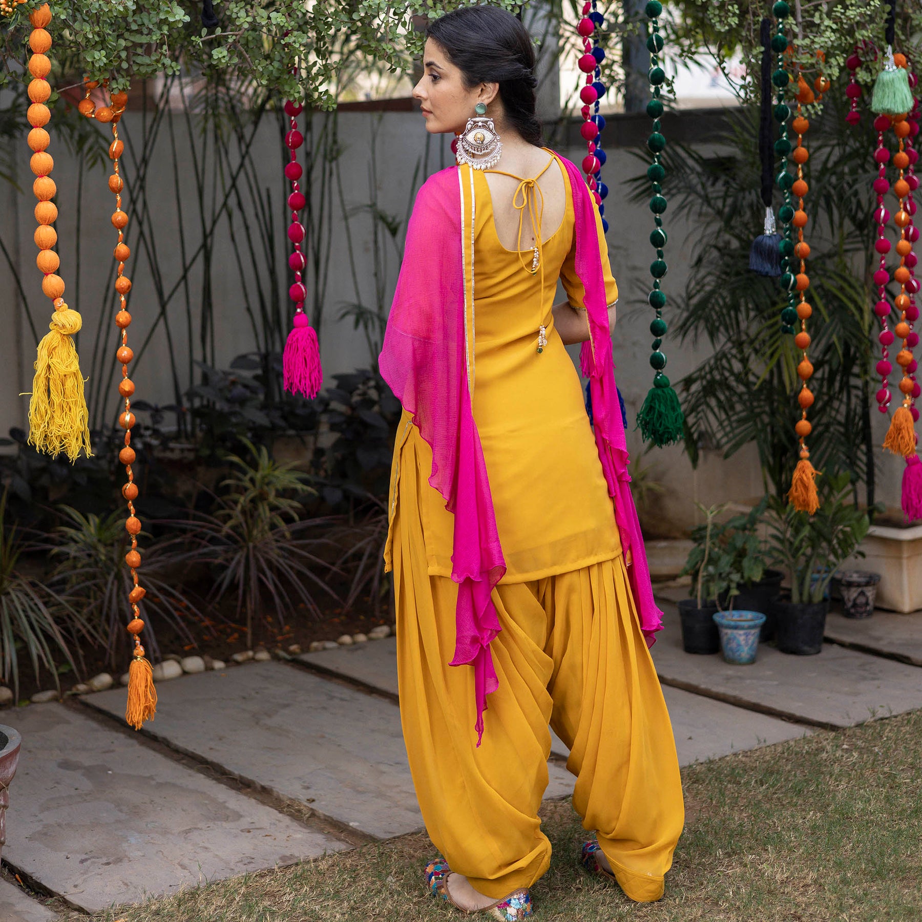 Mustard Zardozi Embroidered Patiyala Suit