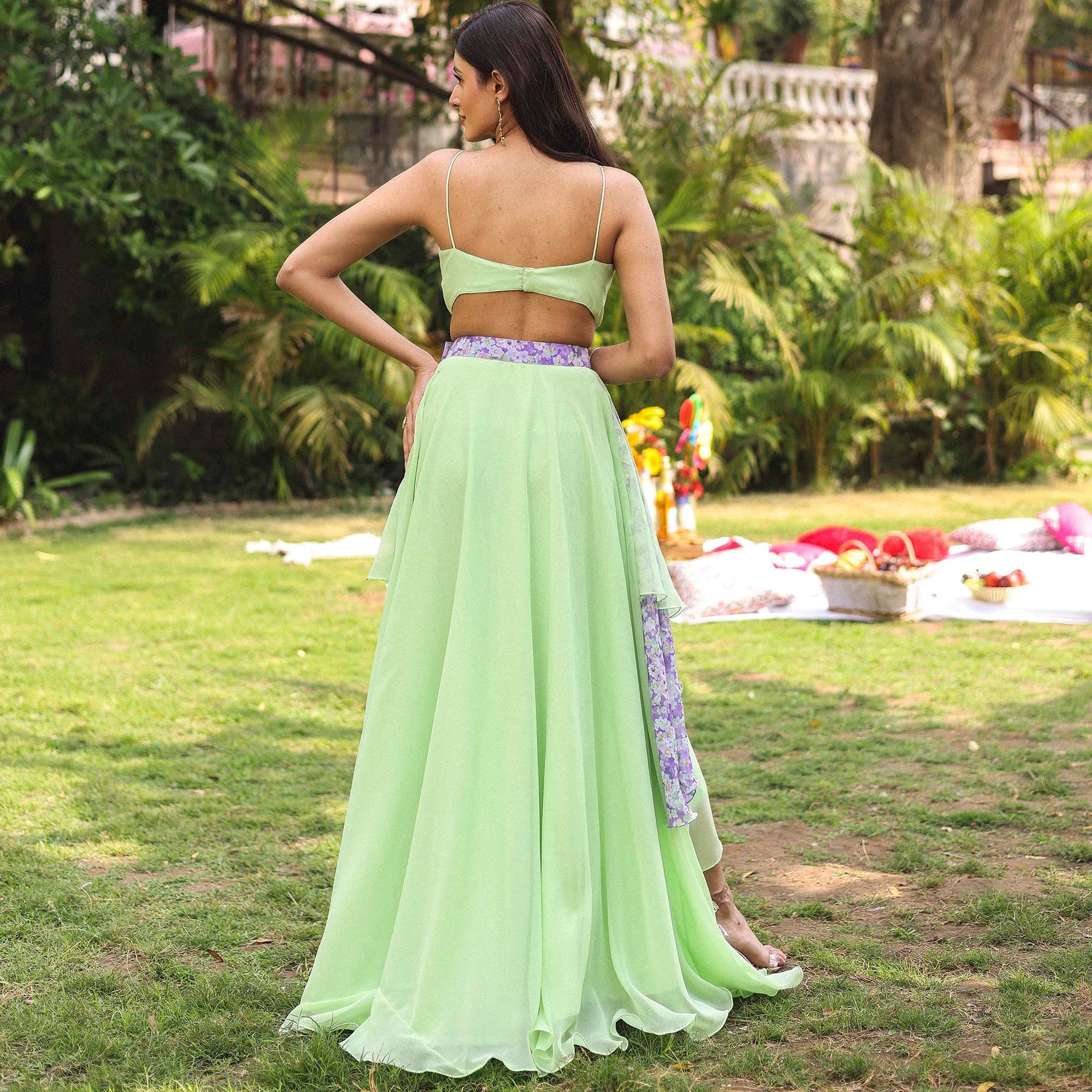 GREEN SKIRT TOP SET