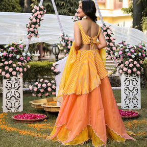 Yellow Leheriya Lehenga