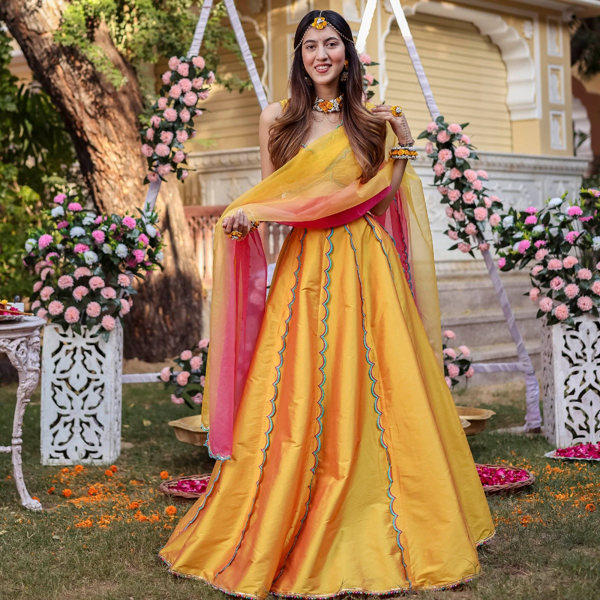 Yellow Scallop Lehenga Set