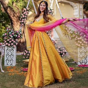 Yellow Scallop Lehenga Set