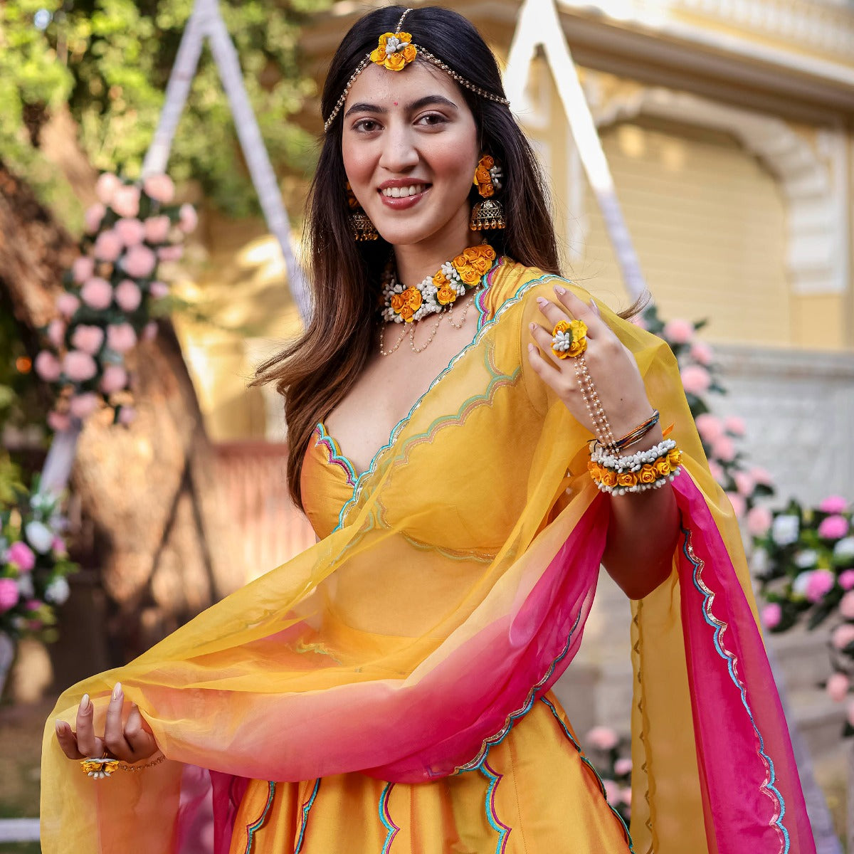 Yellow Scallop Lehenga Set