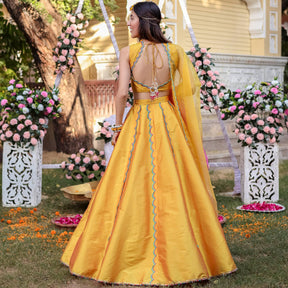 Yellow Scallop Lehenga Set