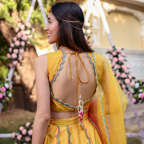 Yellow Scallop Lehenga Set