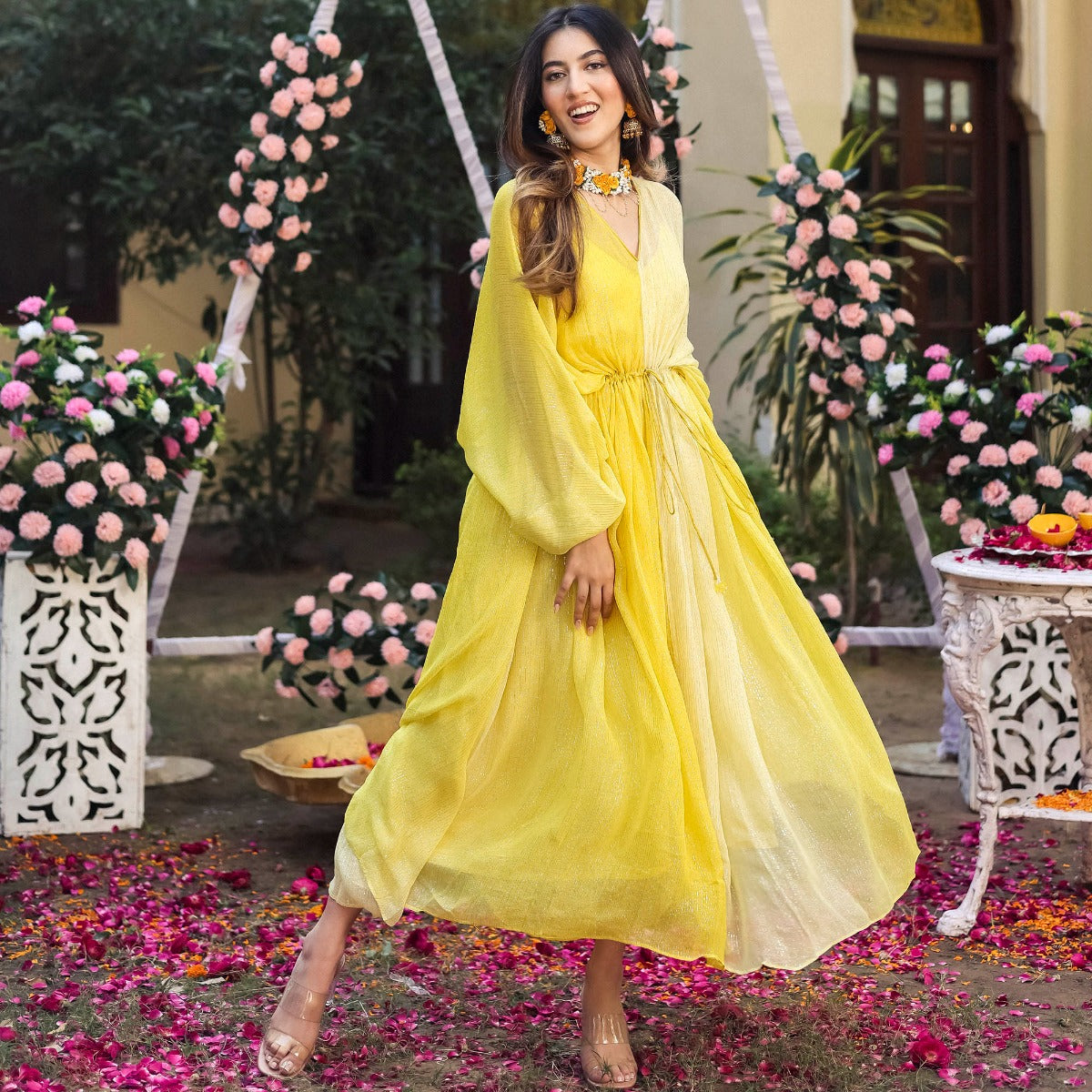 Yellow Lurex Kaftan