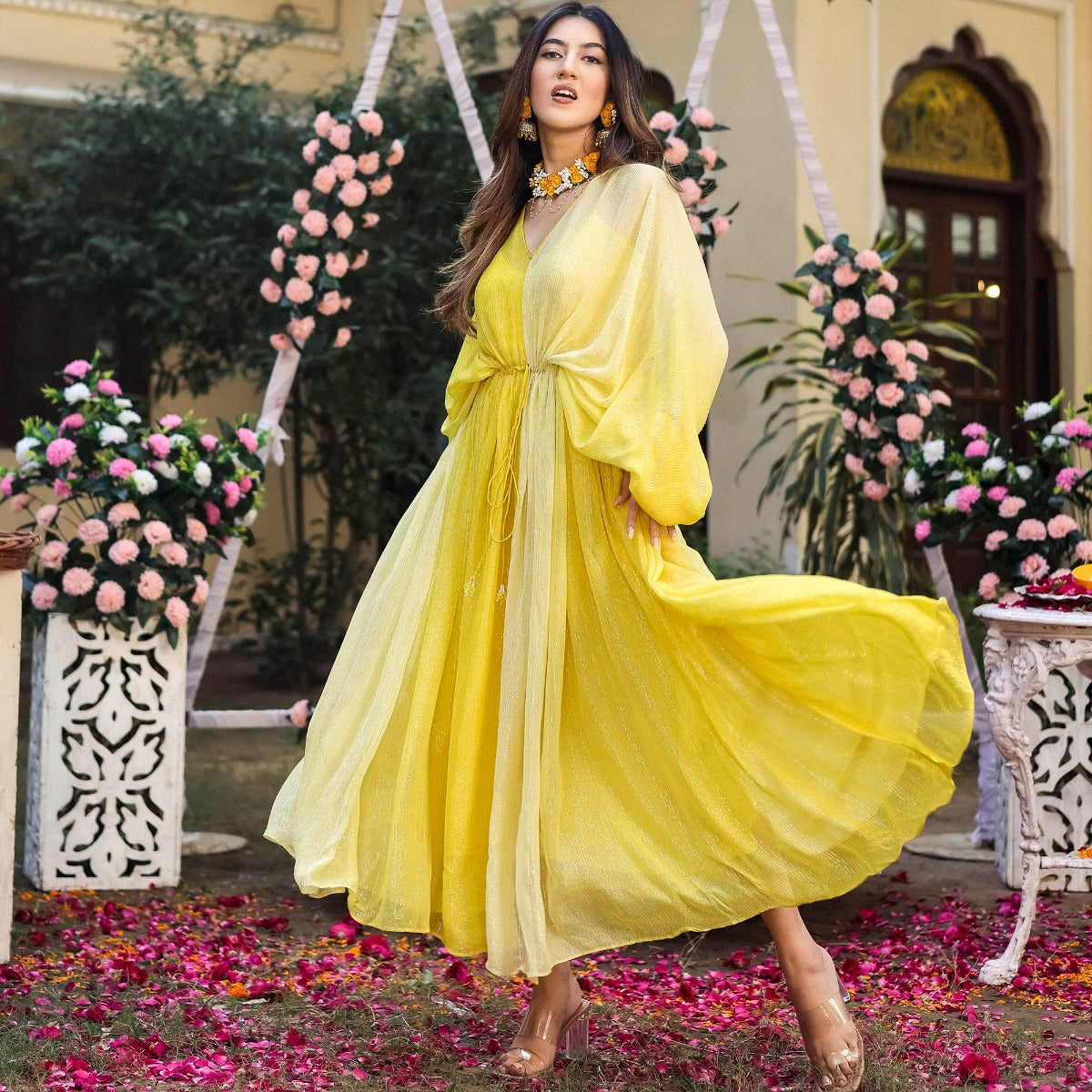 Yellow Lurex Kaftan