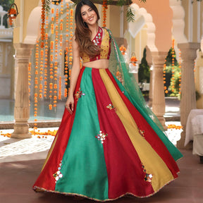 Multicolored Mirror Work Lehenga