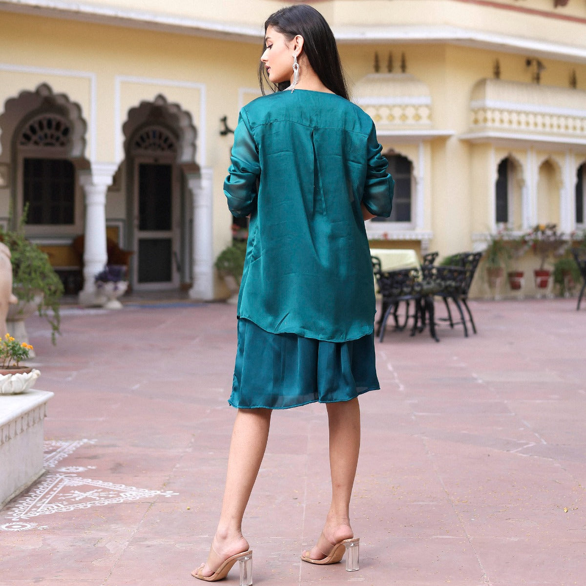 Teal Dress With Shrug