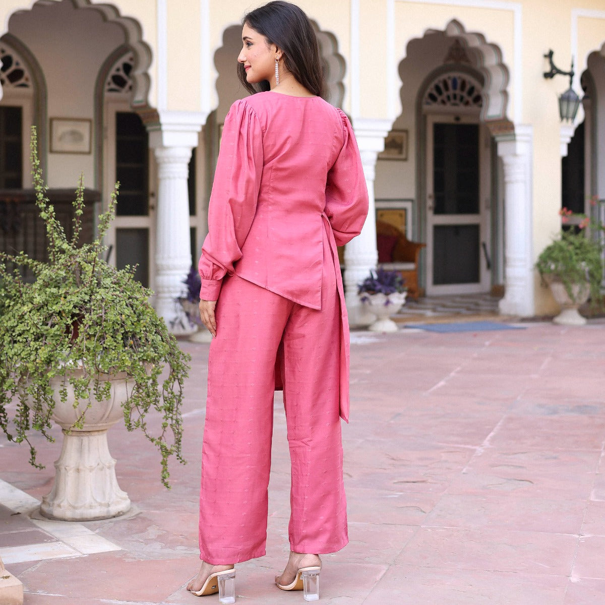 Pink Asymetrical Co ord Set