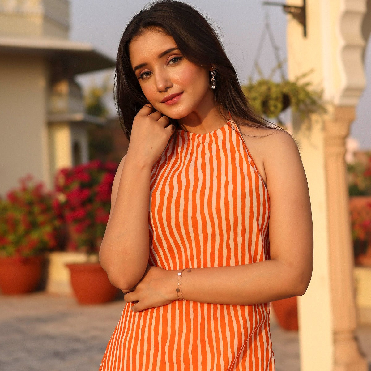 Orange Leheriya Bias Dress