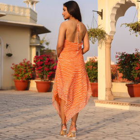 Orange Leheriya Bias Dress