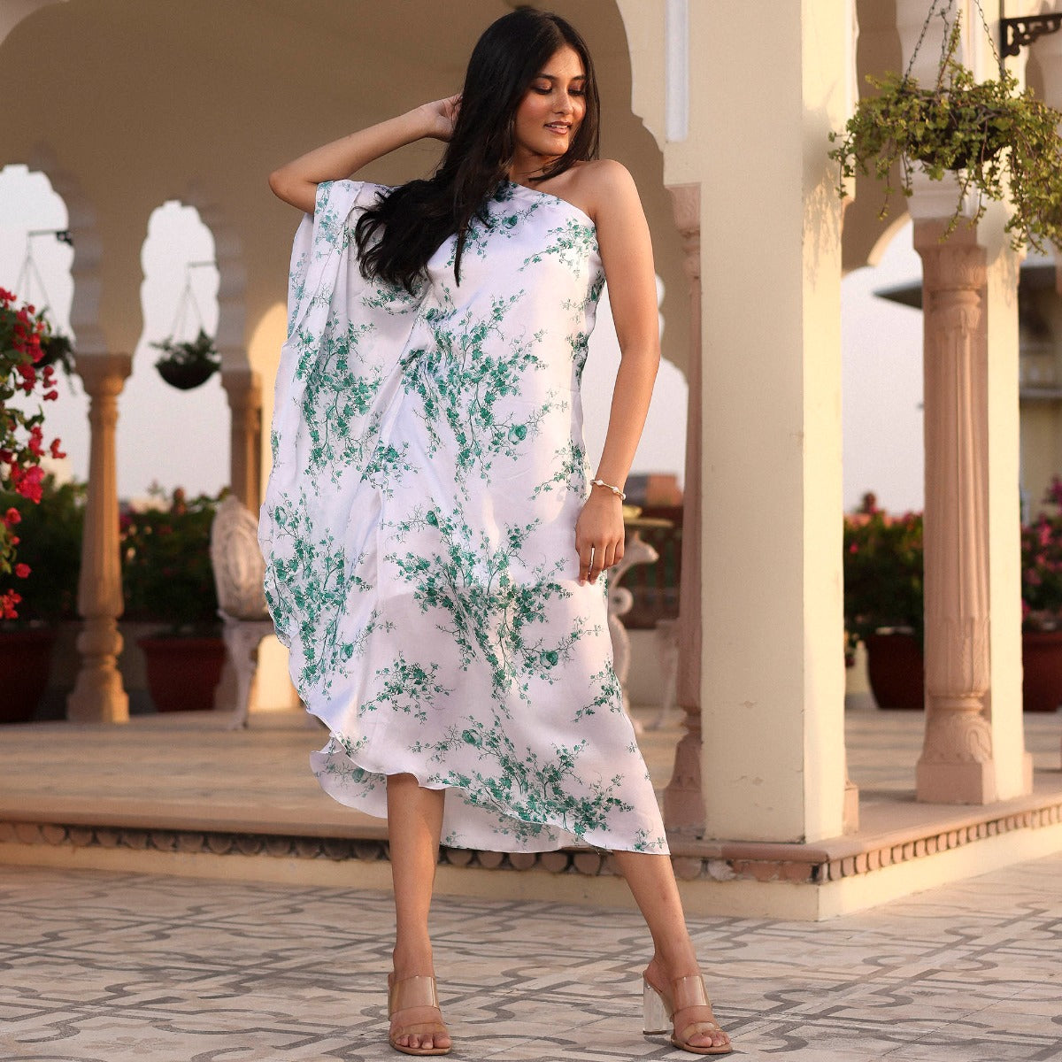 White Green Printed kaftan