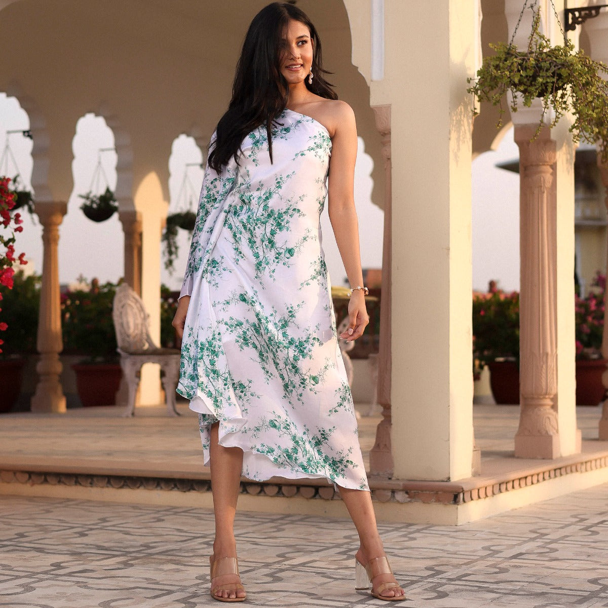 White Green Printed kaftan