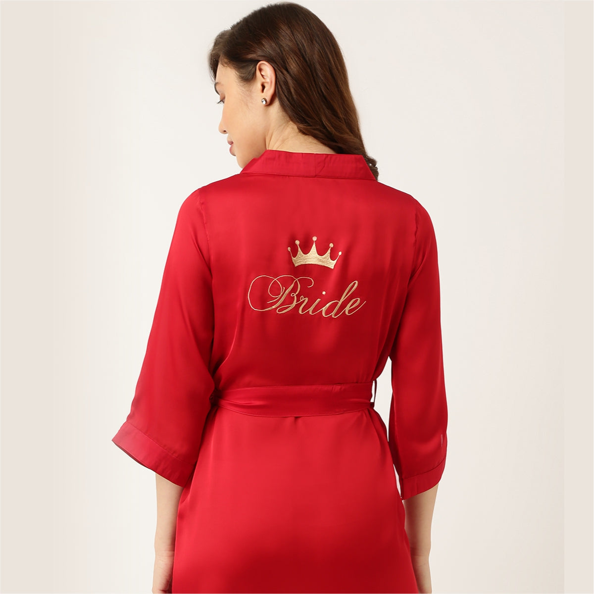 Bride Embroidred Red Silk Robe