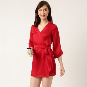 Bride Embroidred Red Silk Robe