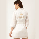 Bride Embroidered White Silk Robe