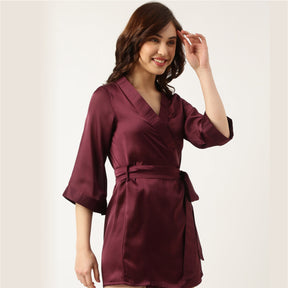 Bride Embroidered Purple Silk Robe