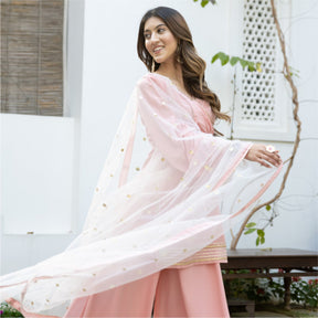 Baby Pink Kurta Flared Palazzo Set