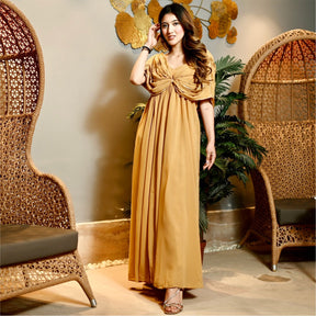 Beige Georgette Party Long Dress