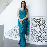 Green Georgette Stitched Saree