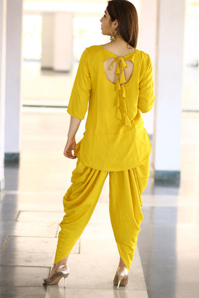 Rayon Yellow Dhoti Set