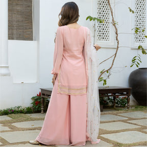 Baby Pink Kurta Flared Palazzo Set