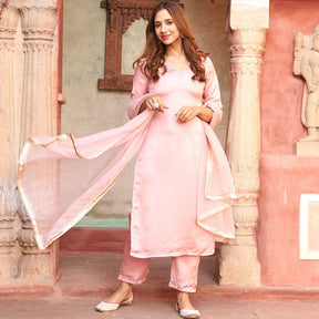 ROSE PINK STRAIGHT KURTA SET