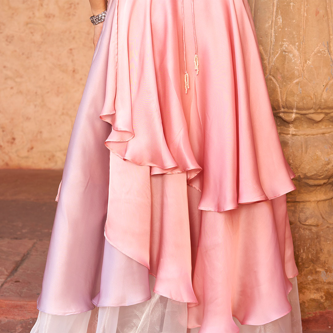 SOFT PINK MAUVE TOP LAYERED WITH SKIRT