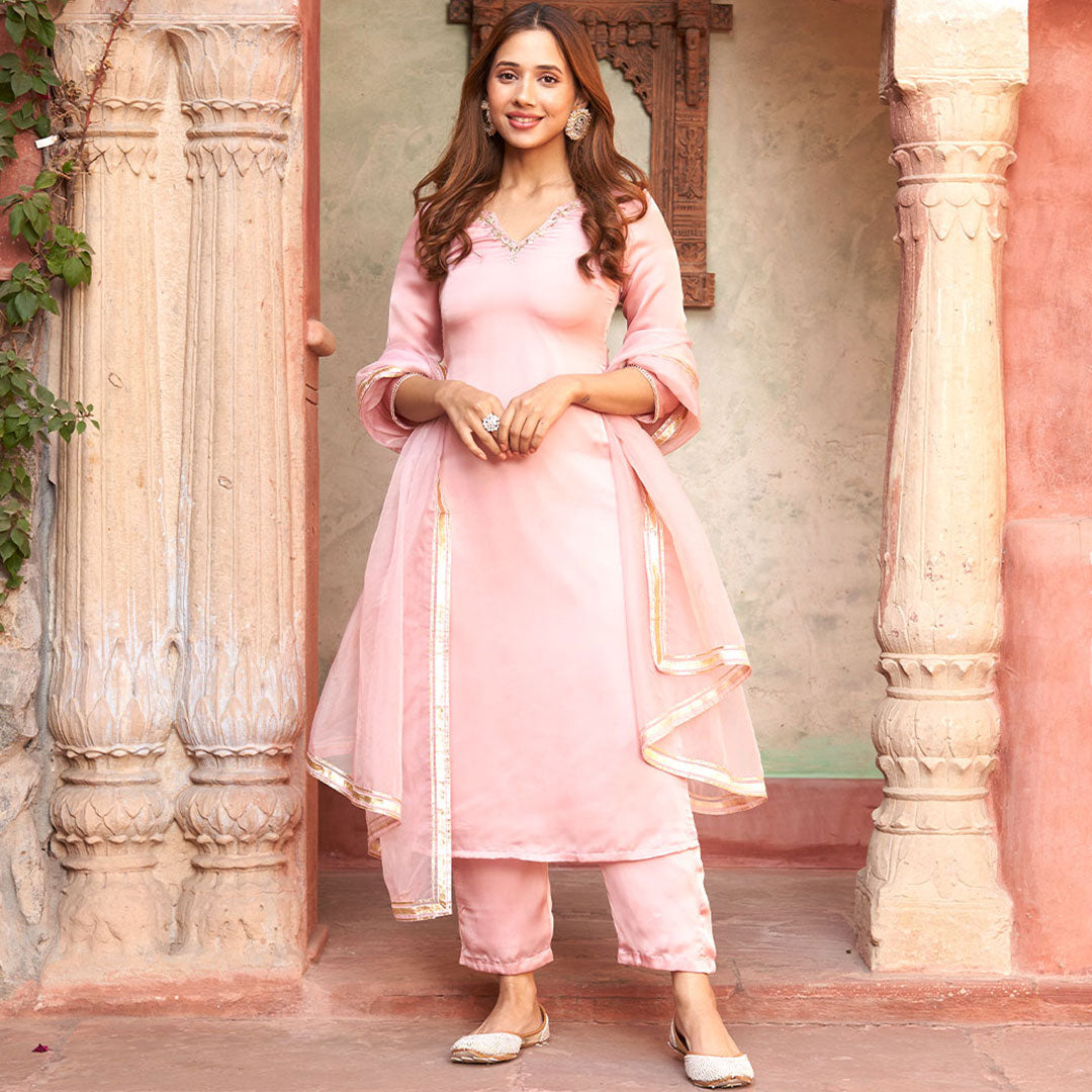 ROSE PINK STRAIGHT KURTA SET