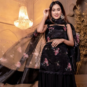 Black Organza Kurta Set