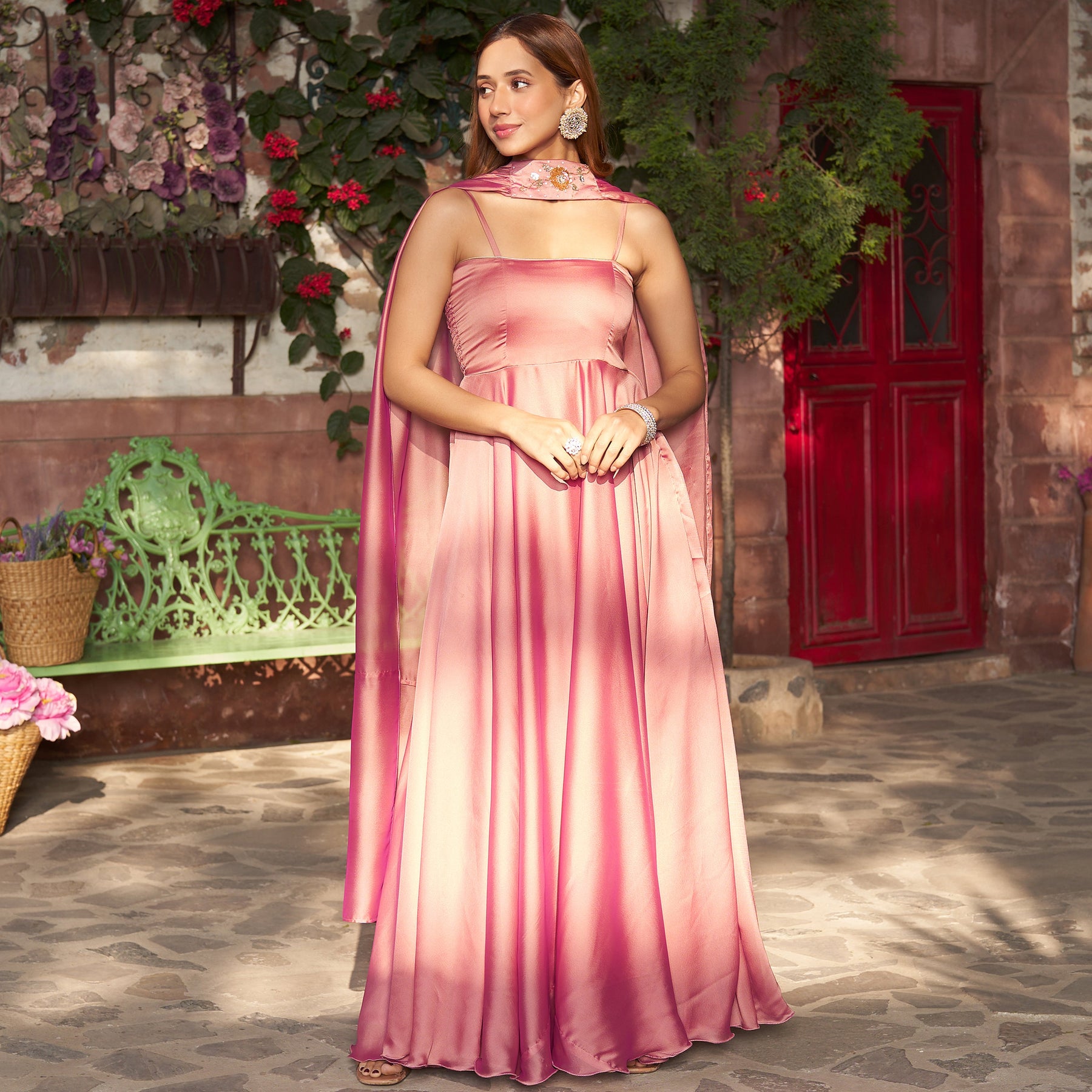 Rose Pink Anarkali Set