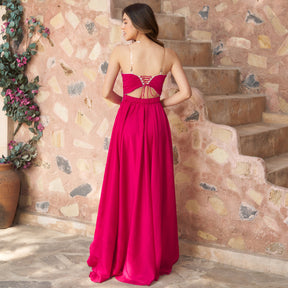 Ruby Pink Off Shoulder High Low Gown