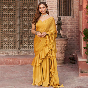 MUSTARD YELLOW SHARARA SAREE