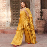 MUSTARD YELLOW SHARARA SAREE